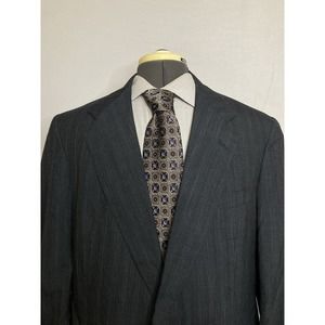 Mens Suit Jacket Blazer Sport Coat 41R Gray Stripe 2 Button Wool Austin Reed*